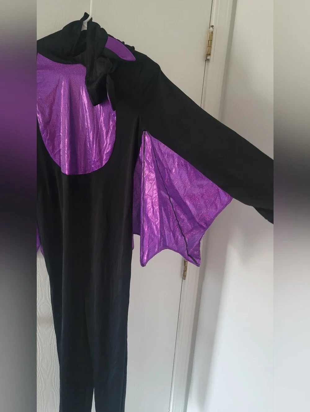 Midnight Bat Kids Halloween Costume Hooded Jumpsuit with Wings 10-12 Large L New